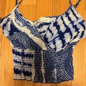 Blue and White Women's Top